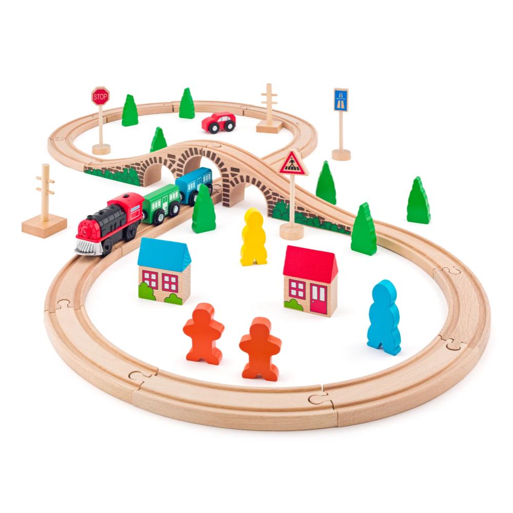 Set trenulet cu pod arcada si locomotiva cu baterii Woody