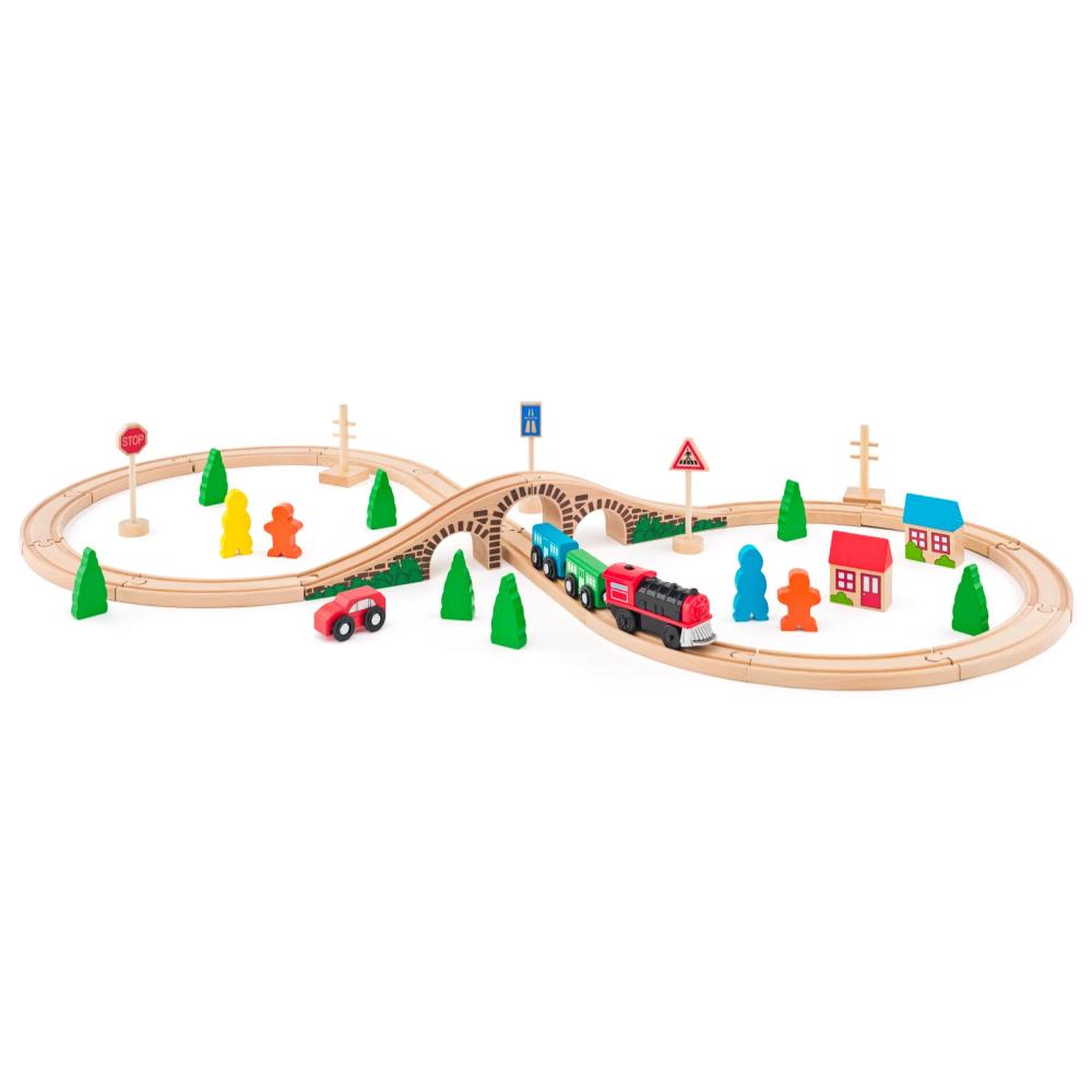 Set trenulet cu pod arcada si locomotiva cu baterii Woody - imagine 2