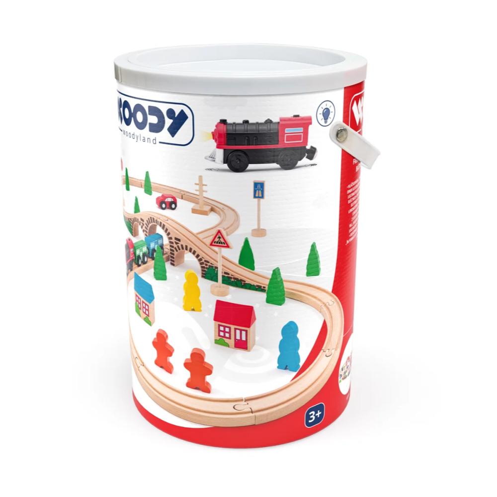 Set trenulet cu pod arcada si locomotiva cu baterii Woody - imagine 3